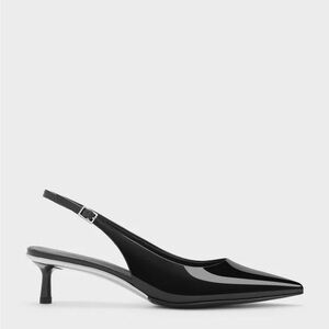 Charles and Keith black kitten heel